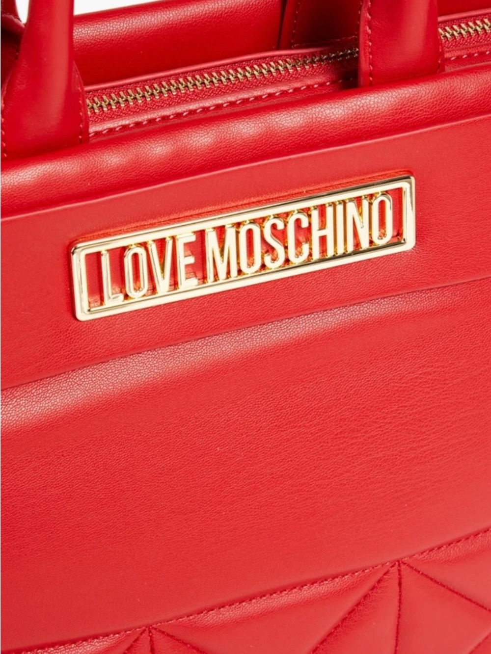 Love Moschino Red Quilted Tote with Gold Logo Plaque - Picture 5 of 6